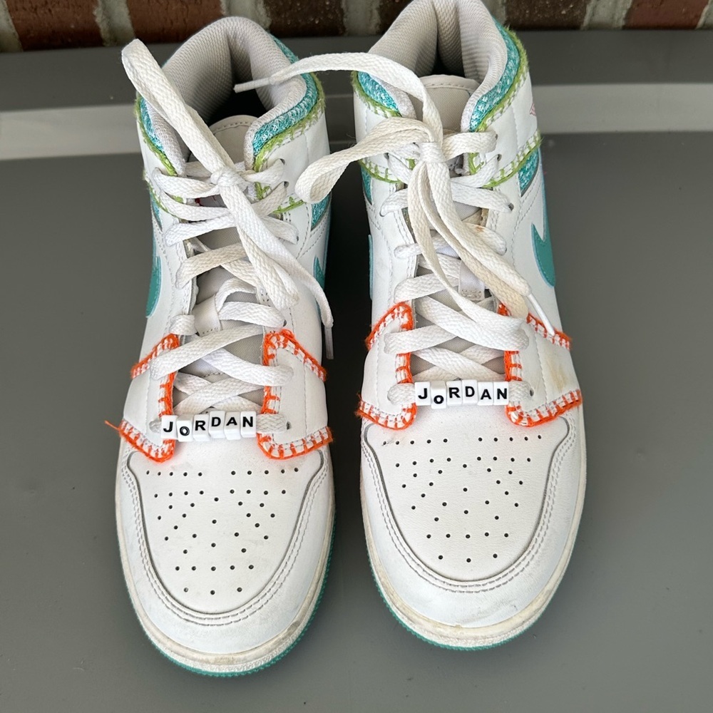 Jordan White and Orange Sneakers Classic Style